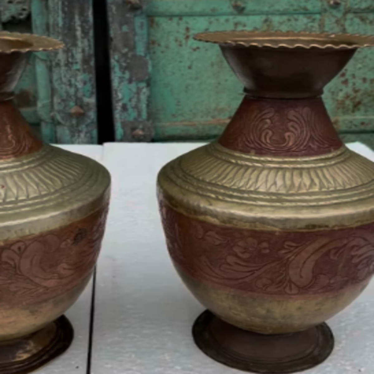 METANT000013 - Flowerpots - Set of 2 Pieces- Copper & Brass